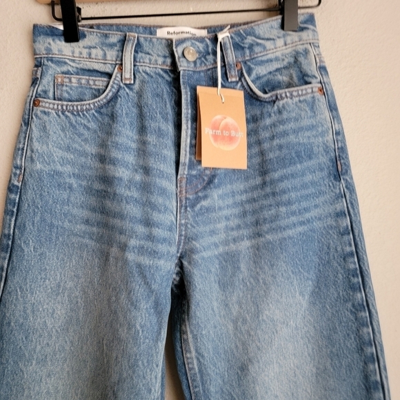 Reformation Cynthia High Rise Straight Jeans in Colorado size 24 NWT - Picture 8 of 13